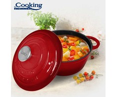 Emaliuota ketaus keptuvė su dangčiu 22x9,5 cm, 2,9 l, raudona linija, „Cooking by Heinner“