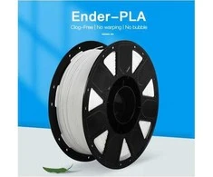 CREALITY ENDER PLA 3D spausdintuvo gijos, baltos, 1KG, spausdinimo temperatūra: 200, gijos skersmuo: 1,75 mm, tempimo stipris: 60MPa, gijos rato dydis: skersmuo 200 mm, aukštis 70 mm, skylės skersmuo 56 mm.