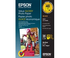 Epson Value blizgus fotopopierius – 10 x 15 cm – 2 x 20 lapų (BOGOF), blizgus, 183 g/m², A4, 10 x 15 cm, spausdinimas biure, kalendorius, nuotraukų koliažas, nuotraukų dovanos, nuotrauka, atvirukai ir dovanų įvyniojimai, sezoniniai..., 40 lapų