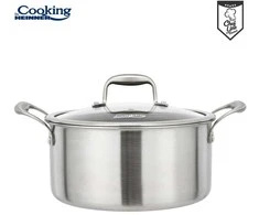 Nerūdijančio plieno keptuvė su 3 sluoksnių stikliniu dangčiu, 28 x 13 cm, 7 l, titano danga, „Cooking by Heinner“