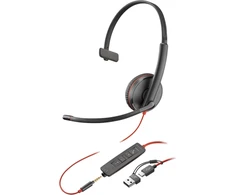 Ausinės Hewlett Packard (HP) „Poly Blackwire 3215“ USB-C laidas + 3,5 mm kabelis + USB-C/A laidas