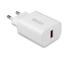 Įkroviklis - LINDY USB Type A Įkroviklis, Greitas Įkrovimas, 18W, Baltas