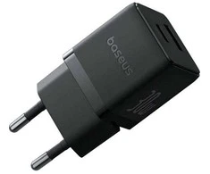Baseus Sieninis įkroviklis Palm 30W USB + USB-C QC3.0 PD3.0 su USB-C kabeliu 1m, juodas