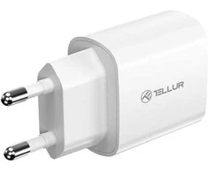 Tellur 20W USB-C PD sieninis įkroviklis baltas