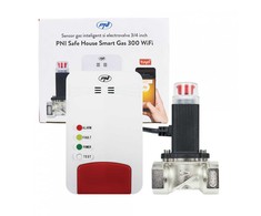 Išmanusis dujų jutiklių rinkinys ir PNI Safe House Smart Gas 300 WiFi solenoidinis vožtuvas su garsiniu įspėjimu, Tuya Smart mobilioji programėlė, integracija į išmaniuosius scenarijus ir automatizavimas su kitais suderinamais Tuya, Alexa ir Google Assistant produktais