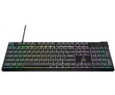 Žaidimų klaviatūra CORSAIR K55 CORE RGB USB 2.0 arba A tipo, laidinė, su guminiais kupoliniais klavišų jungikliais, 1000 Hz pranešimų dažnis, pilka