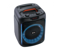 Nešiojama kolonėlė Akai „Bluetooth 5.0“, RMS galia 50 W, „Bluetooth“ kanalo emisijos galia 2 dBm, FM radijo dažnis: 87,5–108 MHz, dažnių juosta 55 Hz–20 kHz, maitinimo šaltinis: 5 V / 1 A, baterija: 7,4 V, 1500 mAh, garsiakalbio dydis 6,5 colio*1, įkrovimo laikas