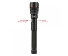 PNI Adventure F450 aliumininis žibintuvėlis su fokusavimo ir BOOST funkcija, 20 W LED, 1500 lm iki 450 m, išorinė baterija su USB išvestimi, micro USB įkrovimas, 4400 mAh baterija komplekte, veikia 10 valandų nepertraukiamai