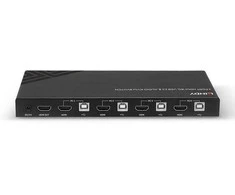 KVM Switch - LINDY 4 Prievadų HDMI 4K60, USB 2.0 ir Garso KVM Jungiklis, Juodas