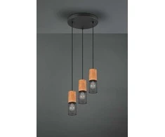 Lubinis šviestuvas Trio Sietynas 25 cm, TOSH, be 3xE27, reguliuojamo aukščio, Ø 28 cm / ↕ 150 cm, metalinis, juodas/medinis