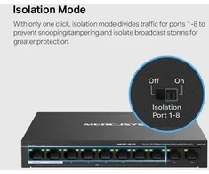 Šakotuvas Mercusys 10 prievadų 10/100 Mbps darbalaukio jungiklis su 8 prievadų PoE+ | Mercusys