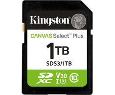 Atminties kortelė „Kingston Technology“ 1 TB SDXC Canvas Select Plus Gen3 150 MB/s C10 UHS-I U3 V30 atmintis
