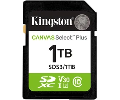 Atminties kortelė „Kingston Technology“ 1 TB SDXC Canvas Select Plus Gen3 150 MB/s C10 UHS-I U3 V30 atmintis