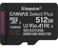 „Kingston Technology“ 512 GB „micSDXC Canvas Select Plus Gen3 150R A1“ atminties kortelės pakuotė be ADP