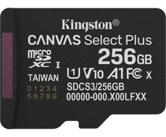 „Kingston Technology“ 256 GB „micSDXC Canvas Select Plus Gen3 150R A1“ atminties kortelės pakuotė be ADP