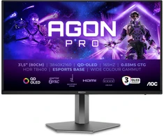 Monitorius AOC AGON PRO AG326UD, 31.5", QD OLED, 4K UHD, 165 Hz, HDR 400 TrueBlack, 0,03 ms