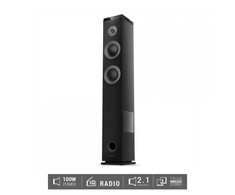 Energy Sistem Garso sistema 2.1 Energy System Tower 5 MAX, „Bluetooth 5.3“, 3,5 mm lizdo sąsaja, galia: 100 W, dažnių juosta 40 Hz ~ 18 kHz, FM dažnis: 87,5–108 MHz, ekranas: LED, atminties kortelių palaikymas: „Micro SD“ ir USB atmintinės iki 128 GB, pridedamas nuotolinio valdymo pultas, medžiaga: mediena, matmenys