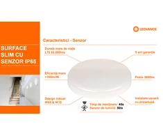 Sieninis šviestuvas Bikuva.lt 19W LED plafonas SLIM, apvalus, baltas, 4000K, IP65, su judesio davikliu
