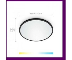 Lubinis šviestuvas Išmanusis LED šviestuvas WiZ SUPERSLIM, 32W, 2700-6500K, 3800lm, juodos sp, Ø55x2,8cm