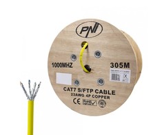S/FTP CAT7 PNI SF07 kabelis, 10Gbps, 1000MHz, internetui ir stebėjimo sistemoms, 305m ritė, varinis