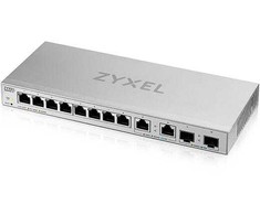 Šakotuvas Switch ZyXEL XGS1210-12 - V2 - Switch - managed - 8 x 10/100/1000 + 2 x 100/1000/2.5G + 2 x 1 Gigabit/10 Gigabit SFP+ (Uplink) - Desktop do montażu na ścianie