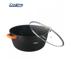 ALIUMINIO PADAŽŲ KEPTUVAS SU DANGTELIU 44X19 CM, 23L, TAMSIOSIOS LINIJOS, „COOKING BY HEINNER“