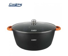 ALIUMINIO PADAŽŲ KEPTUVAS SU DANGTELIU 44X19 CM, 23L, TAMSIOSIOS LINIJOS, „COOKING BY HEINNER“
