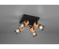 Lubinis šviestuvas Spot Trio TOSH, excl.4xE14, pivotante, ↔ 22cm / ↗ 22cm / ↕ 19,5cm, metal, Negru/Lemn