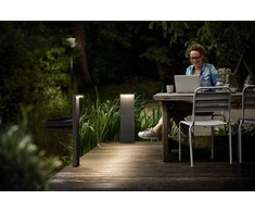 Stalp LED pentru iluminat exterior Philips Bustan, 2x4.5W (70W), 1000 lm, lumina neutra (4000K), dimabila, IP44, 770x220x90mm, Antracit