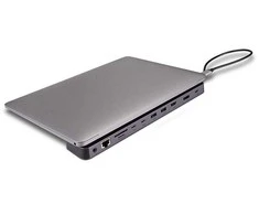 USB C Dokavimo Stotis - LINDY Plugable DST-Mini XT 810 8K/4K60, 100W PD, USB 3.2, Gigabit Ethernet, Pilka