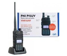 Nešiojama VHF / UHF radijo stotelė PNI P15UV dviejų dažnių, 144-146MHz / 430-440Mhz, 999 kanalų, su 1500 mAh baterija
