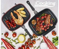 Cooking By Heinner Stačiakampė dviguba grilio keptuvė, aliuminio, 36x24x7,5 cm, tamsios linijos klasika, gamina Heinner
