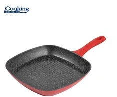 Kaltinio aliuminio grilio keptuvė 28x4cm, raudono akmens, „Cooking by Heinner“
