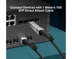 Carruzzo TP-Link TL-SM5220-1M „InfiniBand“ arba pluoštinis optinis kabelis SFP+ DAC Juoda