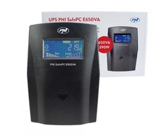 PNI PNPC SafePC E650VA UPS, galia 390W, 1.8A, 2 x 230V išvestis, LCD ekranas