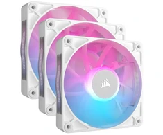 „Corsair iCUE LINK RX120 RGB“ serijos PWM ventiliatoriai, 3 vnt. pakuotėje – 120 mm, baltas