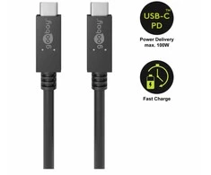 Kabelis USB Goobay USB-C - USB-C 1 m Juodas (49254)