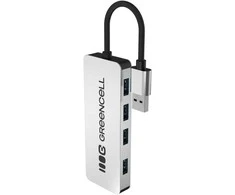 Green Cell Žalias Cell Adapteris Basic HUB Greencell USB-A 4in1 (4×USB 3.0) – greitas duomenų perdavimas iki 5 Gb/s, aliuminio korpusas