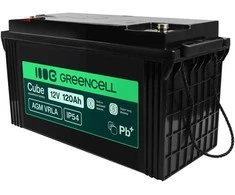 Green Cell Žalias Cell Greencell AGM VRLA 12 V 120 Ah nereikalaujantis priežiūros akumuliatorius valtims, fotovoltinėms sistemoms, saulės baterijoms (173 x 406 x 233 mm)