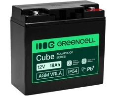 Green Cell Žalias Cell Greencell AGM VRLA 12 V 18 Ah nereikalaujanti priežiūros baterija kasos aparatams, žaislams, fotoaparatams (181 x 77 x 167 mm)