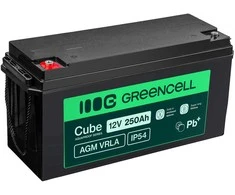 Green Cell Žalias Cell Žalias Cell Cube AGM VRLA IP54 12 V 250 Ah nereikalaujantis priežiūros akumuliatorius kemperiams, fotovoltinėms sistemoms, saulės baterijoms, valtims