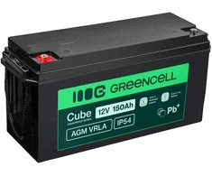 Green Cell Žalias Cell Žalias Cell Cube AGM VRLA IP54 12 V 150 Ah nereikalaujantis priežiūros akumuliatorius kemperiams, fotovoltinėms sistemoms, saulės baterijoms, valtims