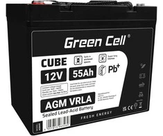 Green Cell Žalias Cell Žalias Cell CUBE AGM IP54 12V 55Ah VRLA Baterija Gel gilaus ciklo motoroleris vejapjovė valtis barža vejapjovė traktorius žvejybos laivas