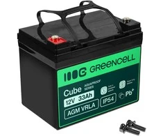 Green Cell Žalias Cell Žalias Cell Cube AGM VRLA IP54 12 V 33 Ah nereikalaujantis priežiūros akumuliatorius vejapjovėms, paspirtukams, valtims ir neįgaliųjų vežimėliams