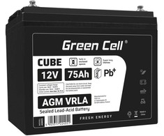 Green Cell Žalias Cell Žalias Cell CUBE AGM IP54 12V 75Ah VRLA Baterija Gel gilaus ciklo maitinimo kėdutė fotovoltinė laisvalaikio baterija kemperis
