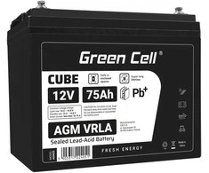 Green Cell Žalias Cell Žalias Cell CUBE AGM IP54 12V 75Ah VRLA Baterija Gel gilaus ciklo maitinimo kėdutė fotovoltinė laisvalaikio baterija kemperis