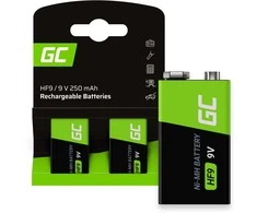 Žalias Cell Baterie Akumulatorki 2x 9V HF9 Ni-MH 250mAh