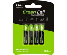 Žalias Cell Baterijos Akumuliatoriai Paluszki 4x AAA HR03 950mAh