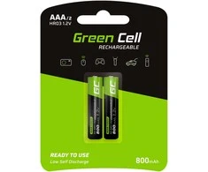 Žalias Cell Baterie Akumulatorki Paluszki 2x AAA HR03 800mAh
