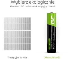 Žalias Cell Baterie Akumulatorki Paluszki 4x AAA HR03 800mAh